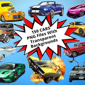 150 Cars Clipart PNGs with Transparent Backgrounds - Cars / Vehicles - Sticker Making Art - Clipart Bundle - PNG Images