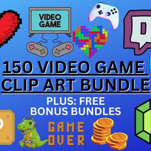150 Jeu vidéo Clipart Bundle - Avec bonus gratuits - Images PNG avec fond transparent - Gaming / Gamer Clip Art Bundle - PNG