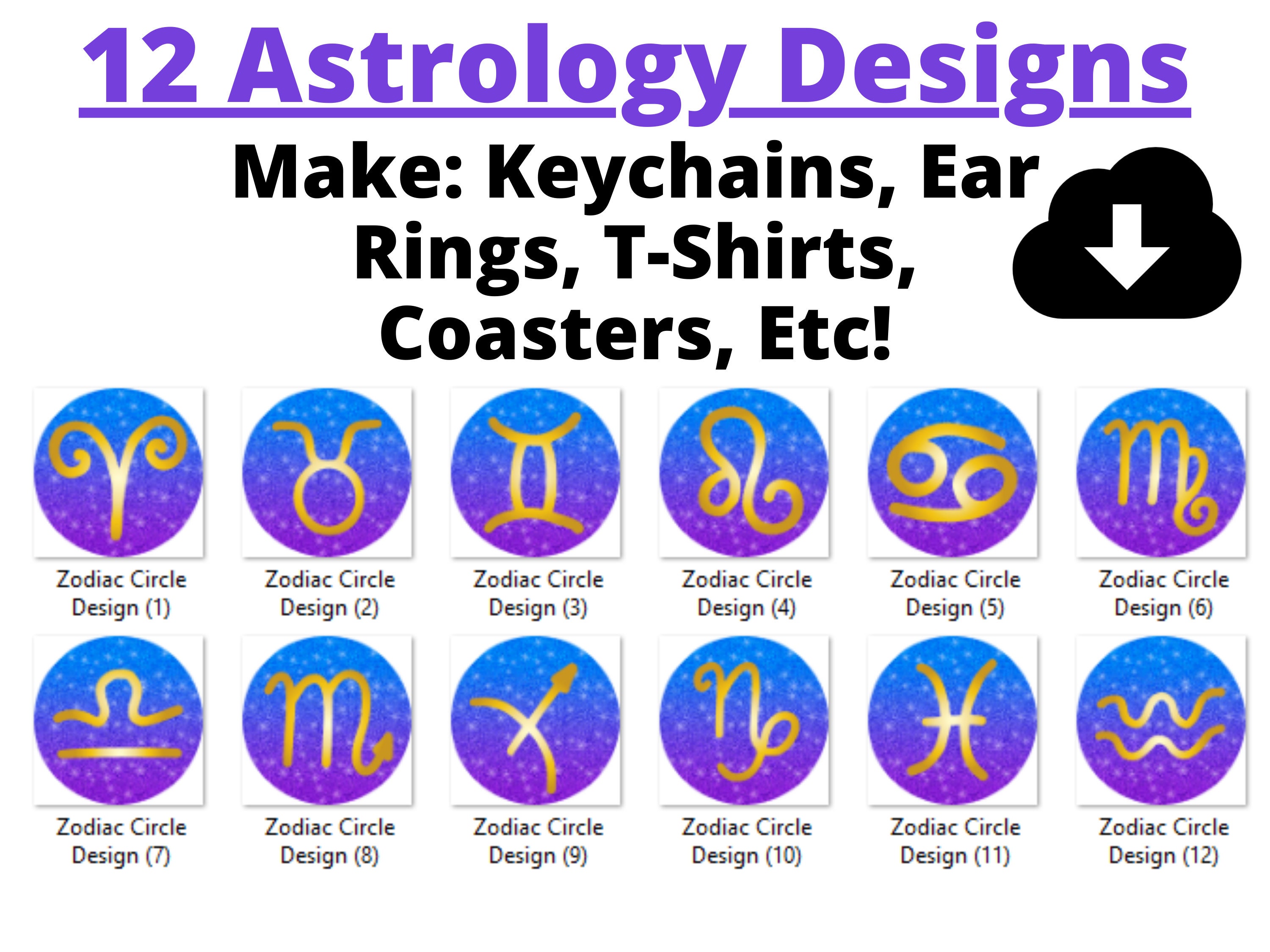 12 Astrology Zodiac Circular Designs PNG Files With Etsy