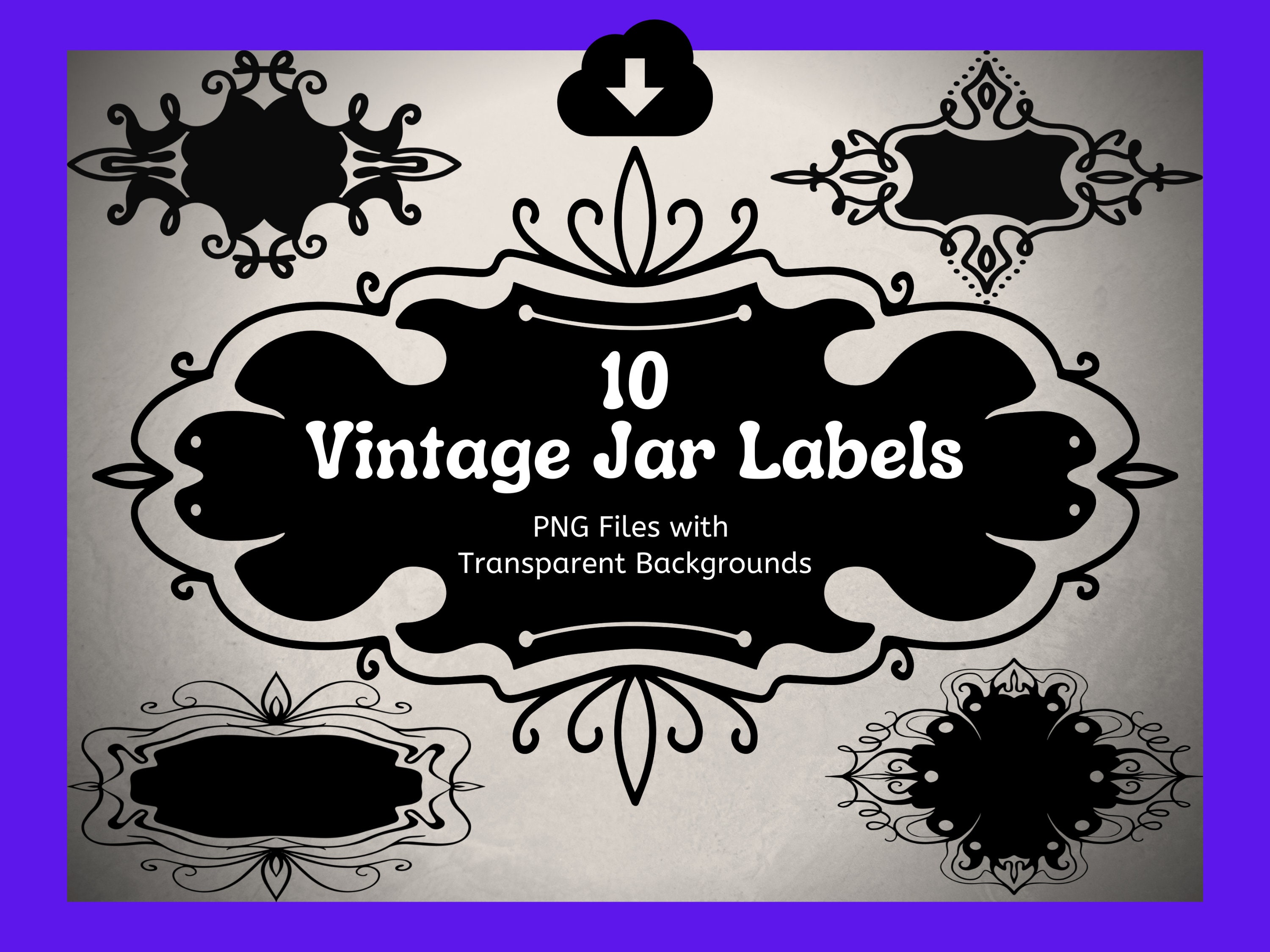 10 Vintage Jar Labels Large PNG Files With Transparent Backgrounds Old