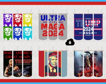 45 Donald Trump Tumbler PNGs - Tumbler Designs - Donald Trump 2024 - MAGA Tumbler Wrap Design Bundle - Make America Great Again - Trump PNGs