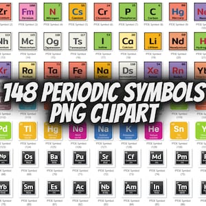 148 tableau périodique des éléments symboles Clipart - Images PNG avec fond Transparent - utiliser pour épeler ce que vous voulez - PNG - chimie