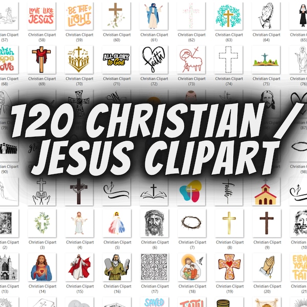 120 Religious Clipart Bundle - PNG Images with Transparent Backgrounds - Christian PNGs - Jesus - Christianity - Faith - Clip Art PNGs - God