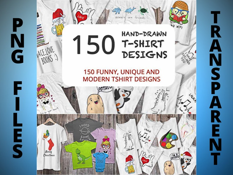 150 Hand Drawn Tshirt Designs Shirt PNG Designs With Transparent