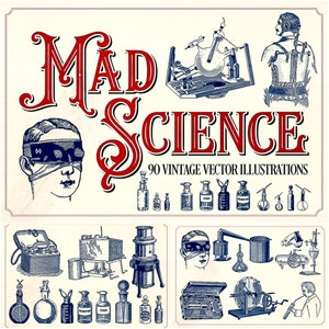 90 illustrations scientifiques vintage clipart PNGs - Images PNG avec arrière-plan transparent - Designs de savant fou