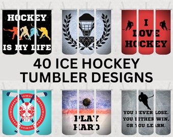 40 Ice Hockey Tumbler Designs - Hockey PNGs - Ice Hockey PNG Images for Sublimation Printing