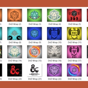 Peut inclure: Vingt-quatre designs diff&eacute;rents pour des enveloppes de d&eacute;s Dungeons and Dragons. Les designs pr&eacute;sentent une vari&eacute;t&eacute; de th&egrave;mes, notamment des dragons, des cr&acirc;nes et le logo Dungeons and Dragons.