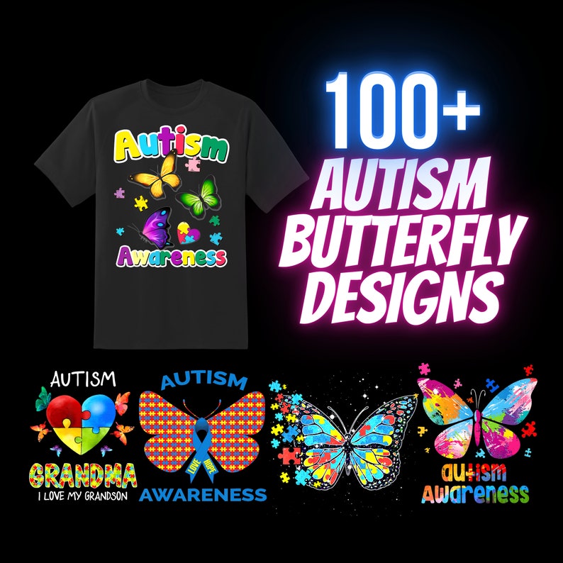 100 Autism Butterfly T-shirt Designs - Blue Autism Awareness Shirt ...