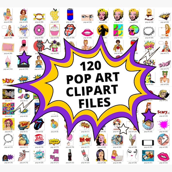 120 Pop Art Clipart PNGs with Transparent Backgrounds - Pop Style Art PNG Images - Clipart PNGs - Hip Urban Streetwear Designs