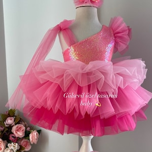Hot pink dress, Hot pink baby dress,baby tutu dress, baby girl dress for special occasions, photo shoot baby,pink dress, Aurora preses dress