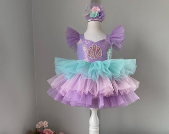 Costume de sirène. Robe de sirène, robe de bébé fille pour une occasion spéciale, robe de premier anniversaire, robe de soirée de bébé fille, robe Ariel