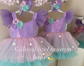 Handmade Mermaid Tutu Dress: Baby Girl 1st Birthday Party, Ariel Costume