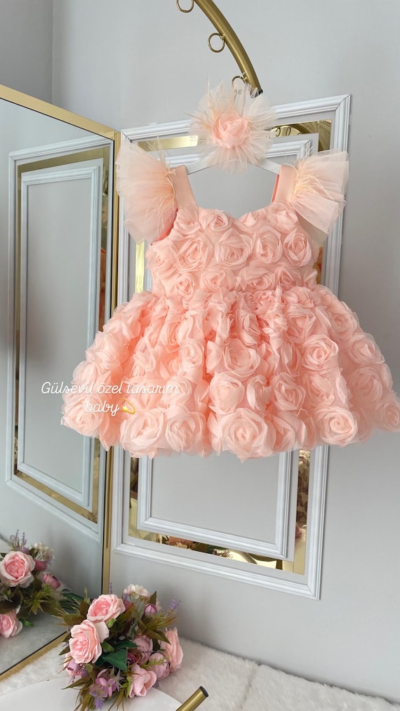 salmon colored lace dress Olachika Kids Salmon Elegant Lady Dress With Lace  OlaChika Baby & Kids  Collection