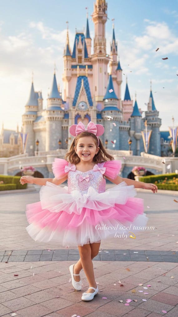 pink and white tutu dress Pink & White Minnie Mouse Tulle Dress: Birthday Costume