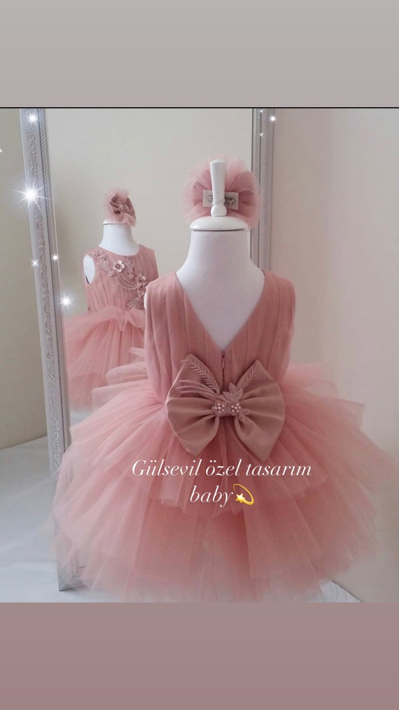 handmade birthday dresses shop united states Tulle Baby Dress: Custom Luxury Pink Dress LONGWEEKENDSALE Knot' your Average Tessa Size:7-8y
