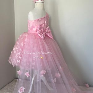 Pink dress, butterfly detailed dress ,Baby Girl Dress Special Occasion, First Birthday Dress, Baby Girl Party Dress, pink butterfly dress
