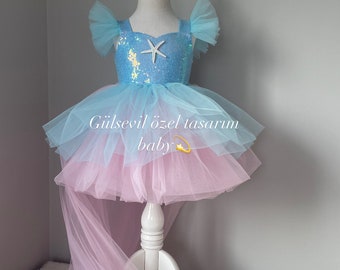 Mermaid Dresses,mermaid costume ,Ariel dress mermaid dress Baby Girl Dress Special Occasion, First Birthday Dress,