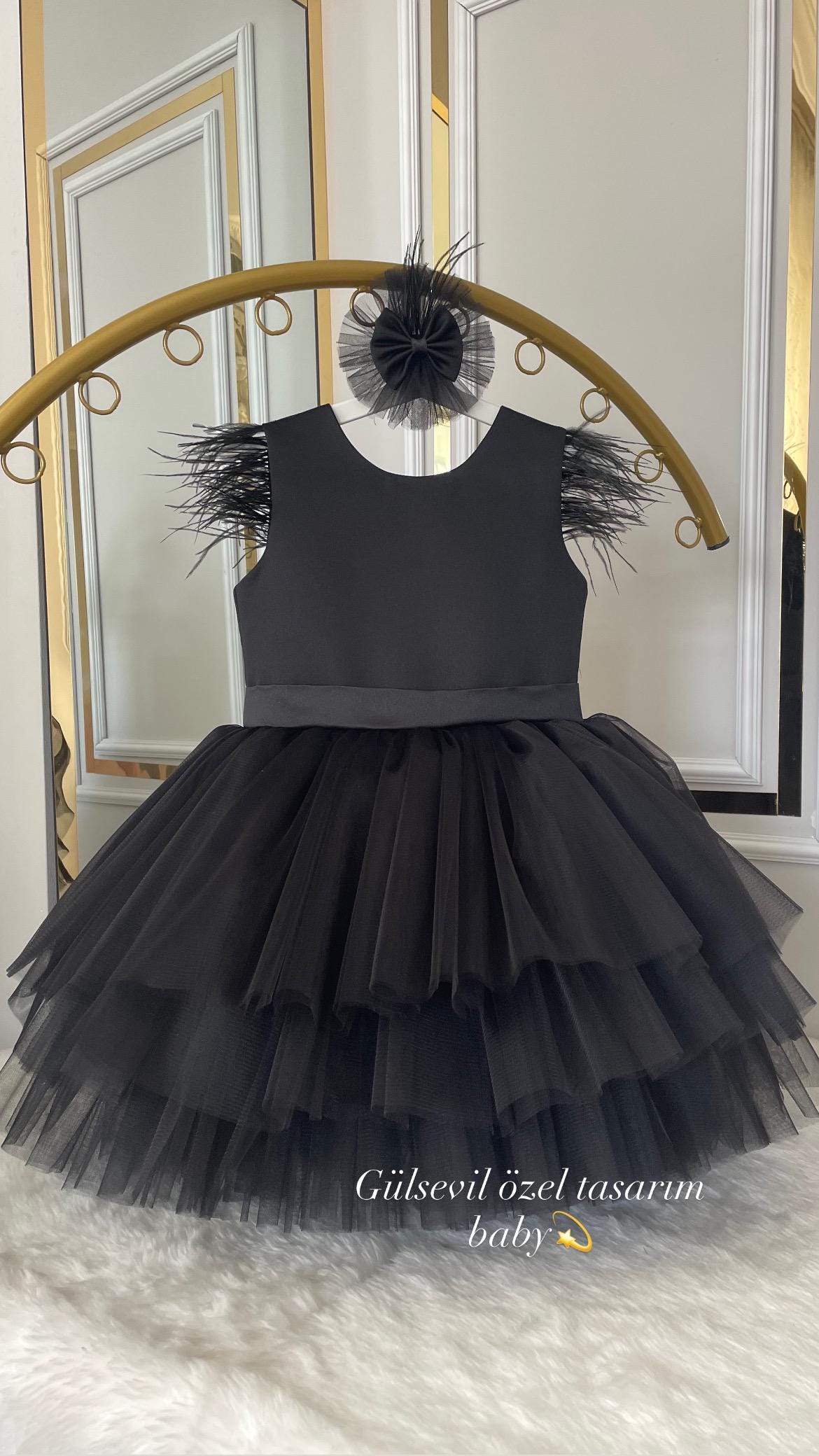 Handmade Black Tulle Baby Dress: Custom Birthday Party Outfit