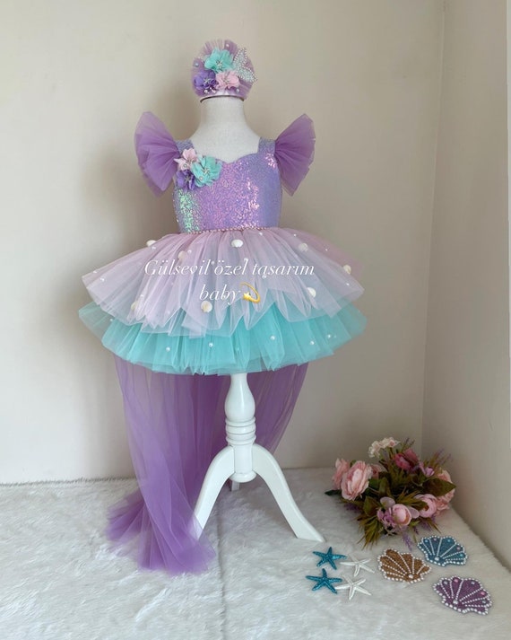 Costume de sirène, costume de sirène pour fille, tenue d'anniversaire pour  enfants Or et lilas -  France