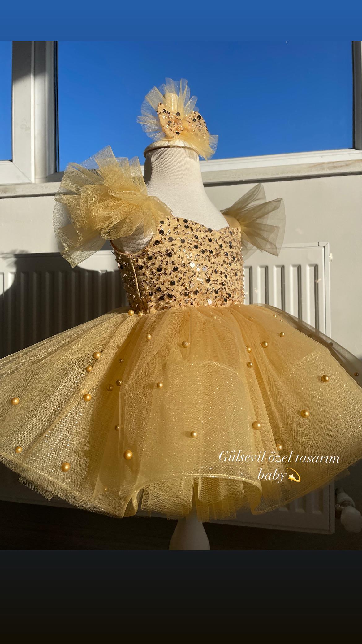 wedding royal blue and gold bridesmaid dresses Strapless Tulle Tea-Length Ball Gown