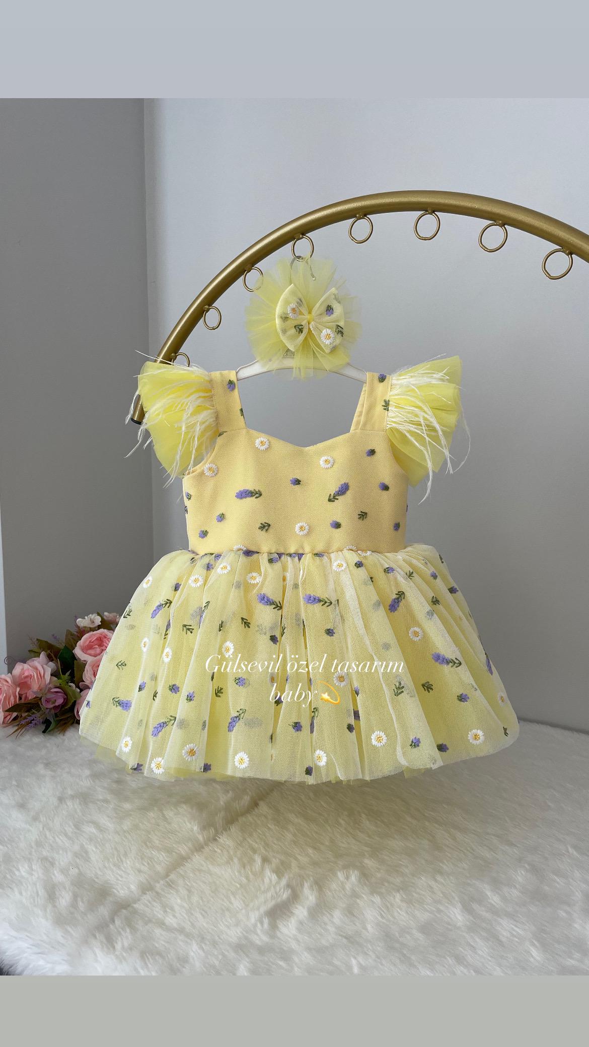 shopee dress for ladies Handmade Yellow Daisy Baby Dress: Lavender Floral Cotton Lining DESIGNERS: Elliatt