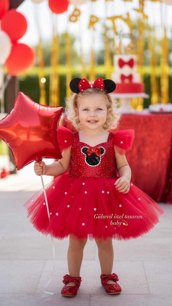 Handmade Red Minnie Mouse Tulle Dress: Birthday Photoshoot Costume