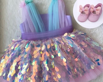 Mermaid Dresses mermaid costume Ariel dress mermaid dress Baby Girl Dress Special Occasion, First Birthday Dress, Ariel Dress,