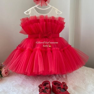 birthday, red dress, christmas dress, new year concept,Baby Girl Dress Special Occasion, First Birthday Dress, Baby Girl Party Dress,