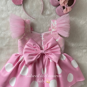 Pink and White Minni mause dress,Minnie Mouse costume/White minnie mouse,pink Minnie Mouse costume,birthday costume image 4