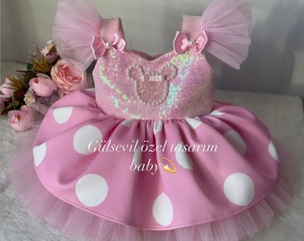 Pink and White Minni mause dress,Minnie Mouse costume/White minnie mouse,pink Minnie Mouse costume,birthday costume