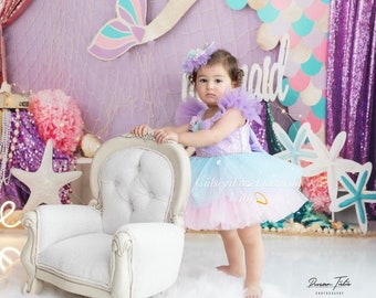 Mermaid tutu dress, mermaid birthday dress, mermaid tutu dress, 1st birthday dress, baby girl 1st birthday, mermaid party dress,Ariel dress