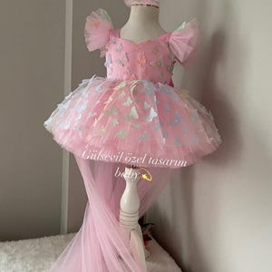 Pink dress, butterfly detailed dress ,Baby Girl Dress Special Occasion, First Birthday Dress, Baby Girl Party Dress, pink butterfly dress