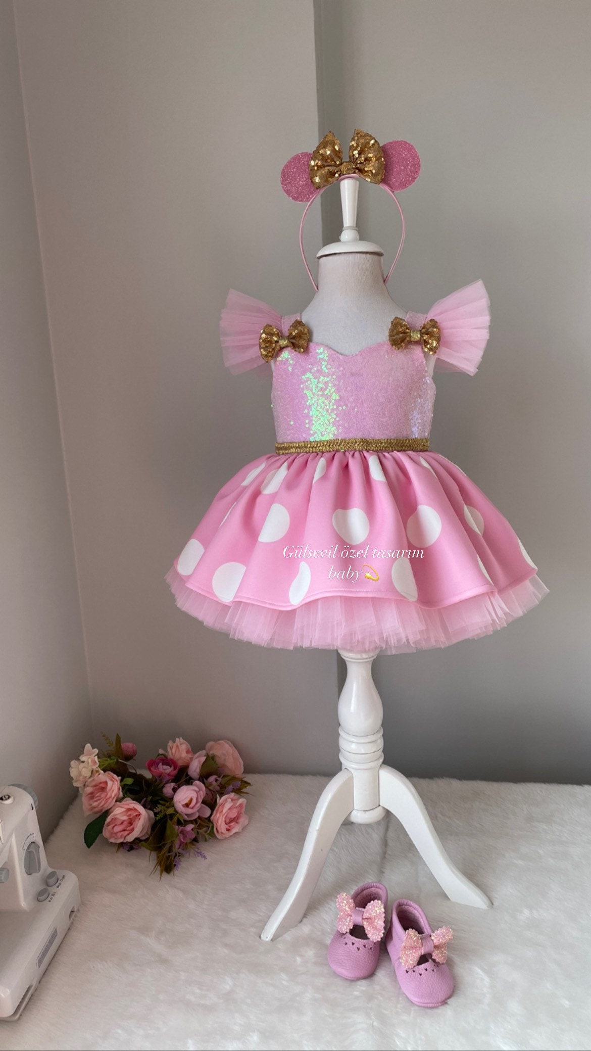 Pink Minnie Mouse Costume Dress: Handmade Tulle Birthday Outfit