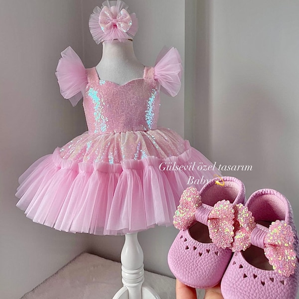 Pink baby Dress,Aurora dress,mermaid dress ,Baby Girl Dress Special Occasion,prenses Aurora costum, Baby Girl Party Dress,Ariel dress