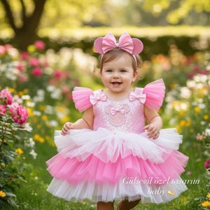 Pink & White Minnie Mouse Tüll Kleid: Geburtstagskostüm