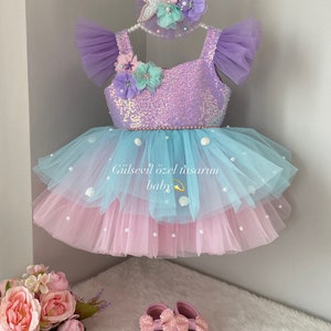 Mermaid tutu dress, mermaid birthday dress, mermaid tutu dress, 1st birthday dress, baby girl 1st birthday, mermaid party dress,Ariel dress