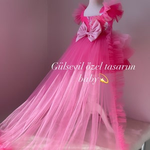 Hot pink dress, Hot pink baby dress,tail tutu dress, baby girl dress for special occasions, photo shoot baby,pink dress,tail dress
