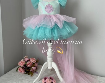 Mermaid Dresses,mermaid costume ,Ariel dress mermaid dress Baby Girl Dress Special Occasion, First Birthday Dress,