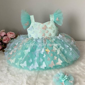 Pink dress, butterfly detailed dress ,Baby Girl Dress Special Occasion, First Birthday Dress, Baby Girl Party Dress, pink butterfly dress