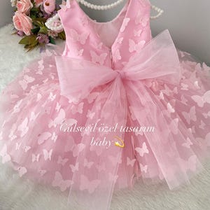 Pink dress, butterfly detailed dress ,Baby Girl Dress Special Occasion, First Birthday Dress, Baby Girl Party Dress, pink butterfly dress
