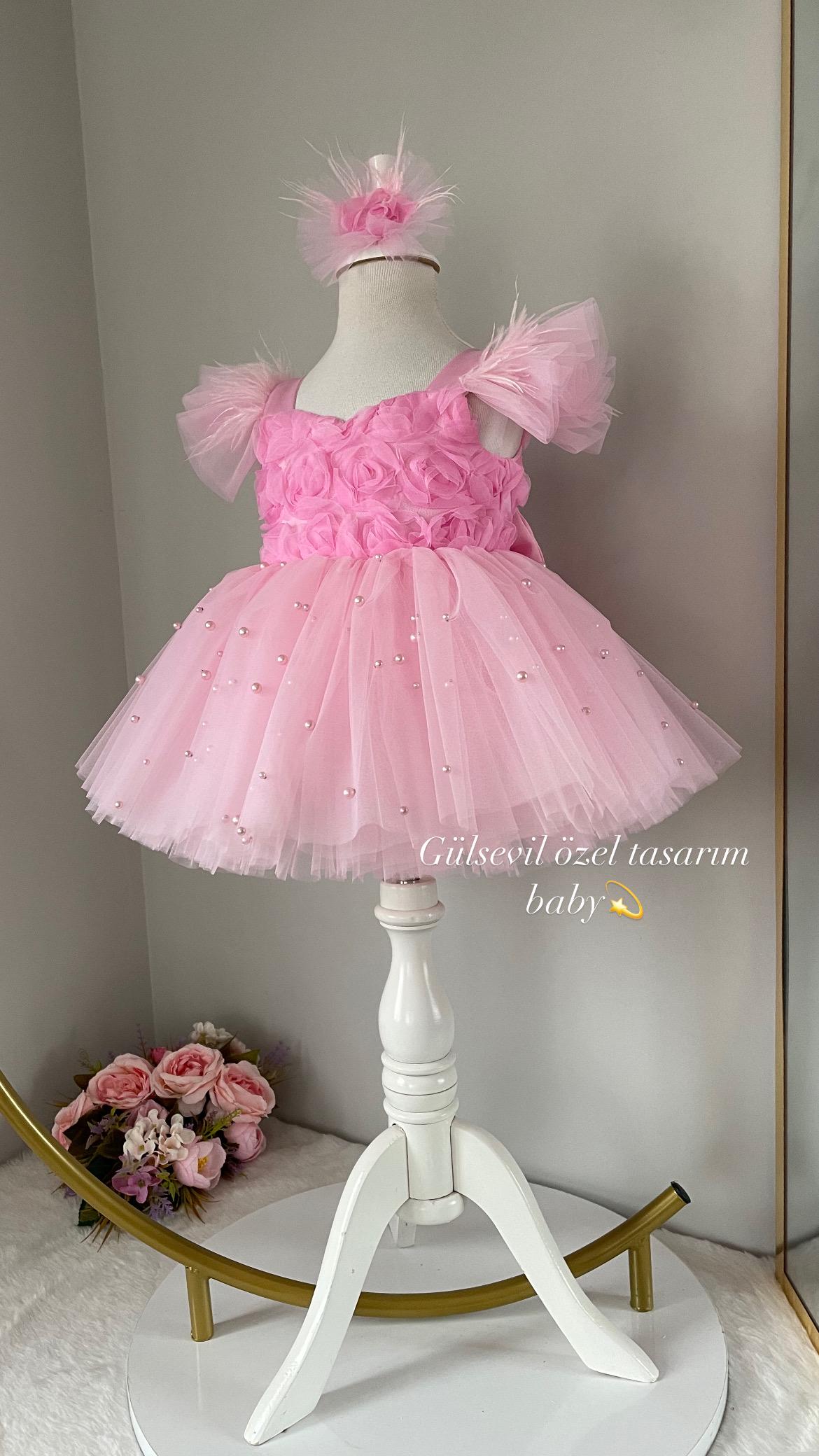 Pink Rose Baby Dress,baby Girl Dress Special Occasion,first