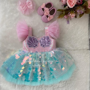 mermaid costume.mermaid dress ,Baby Girl Dress Special Occasion, First Birthday Dress, Baby Girl Party Dress,Ariel dress, mussel dress