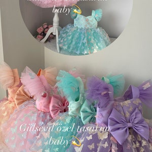 Pink dress, butterfly detailed dress ,Baby Girl Dress Special Occasion, First Birthday Dress, Baby Girl Party Dress, pink butterfly dress