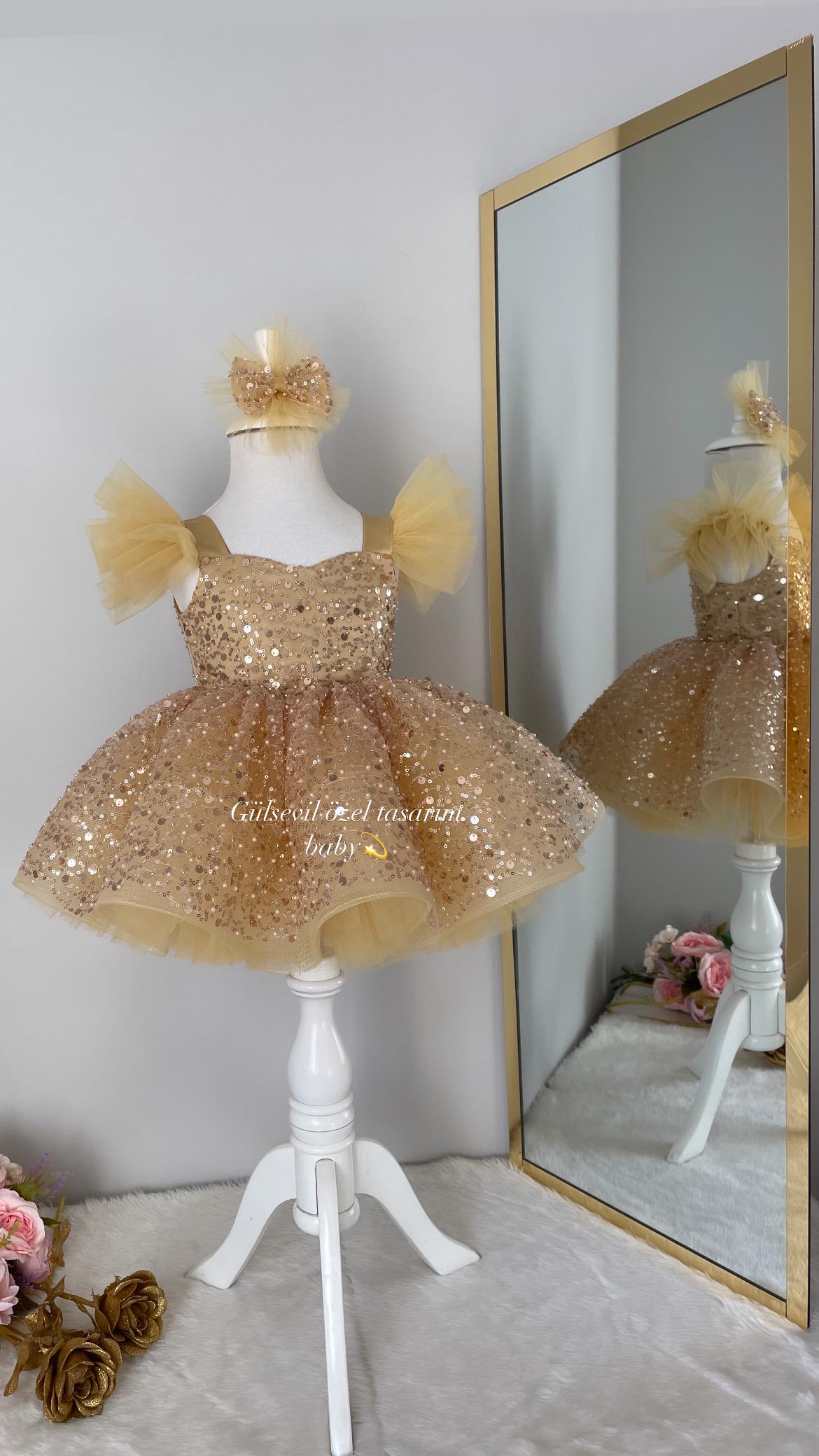 gold sequin infant dress SUMMER CUTE BABY GIRLS SEQUINS DRESS
