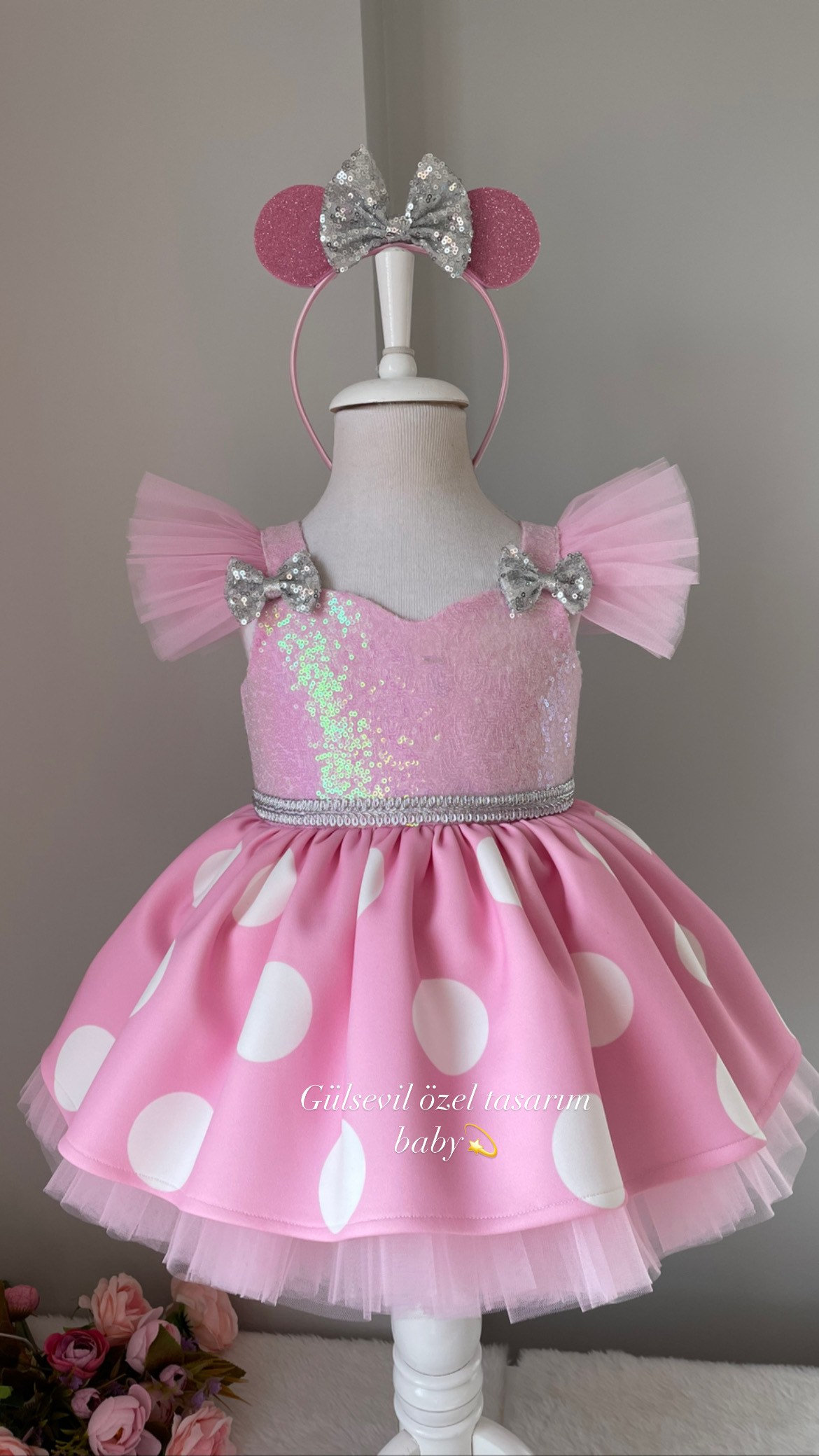 strapless open back dress Wenchoice Little Girls Pink Black Minnie Polka Dots Ballet Dress 6 main image 0