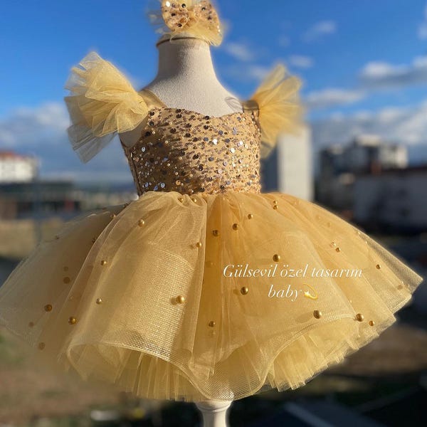 Boss Baby Girls Dress In Gold main image 0