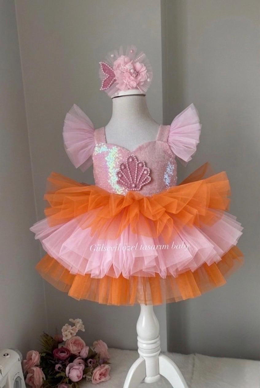 Lito Angels Vestito Topolino Cartone Bimba Bambina Abito Pois con Cerchietto Costume Carnevale Festa Compleanno Natale, Taglia 3-6 Mesi, Rosa Pastello Pois (Etichetta 70