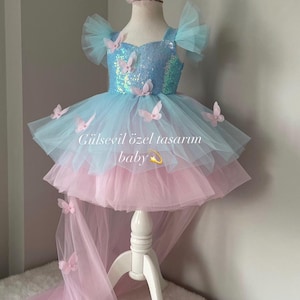 Roze jurk, vlinderjurk, jurk babymeisje speciale gelegenheden, jurk eerste verjaardag, feestjurk babymeisje, roze vlinderjurk