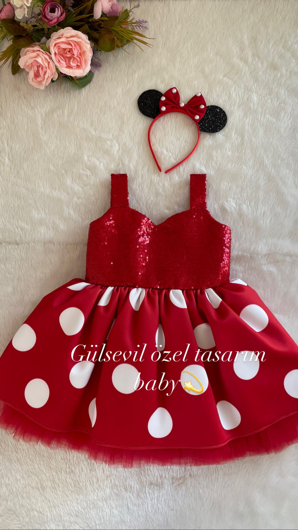Handmade Red Minnie Mouse Dress: Birthday Photoshoot Costume