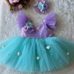 Mermaid tutu dress, mermaid birthday dress, mermaid tutu dress, 1st birthday dress, baby girl 1st birthday, mermaid party dress,Ariel dress